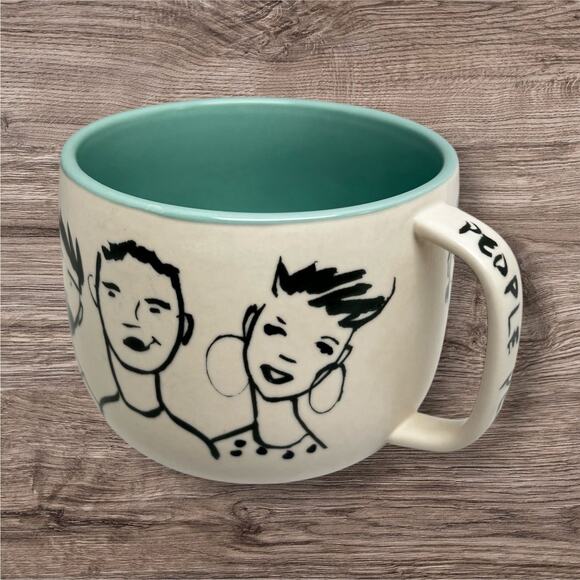 Anthropologie Other - Anthropologie People Person Coffee Mug Blue Aqua Interior 16 Oz Retired